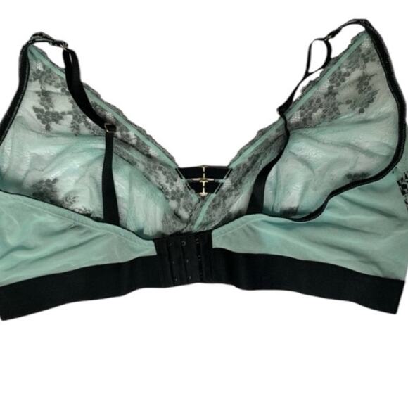 Cacique Unlined Bralette Size 44DD Lace and Mesh Bralette Mint Blue/Green Bra - Picture 3 of 5